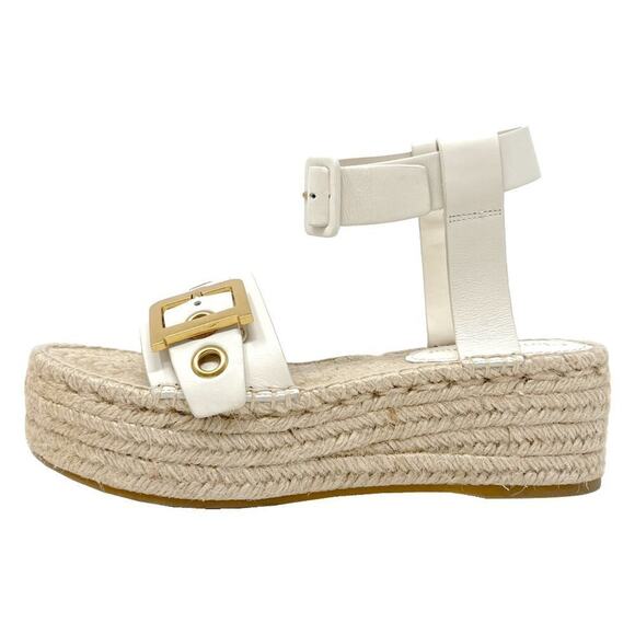 Christian Dior Off-White Leather D-Dior Espadrille Platform Sandals Size 39 - Picture 1 of 12